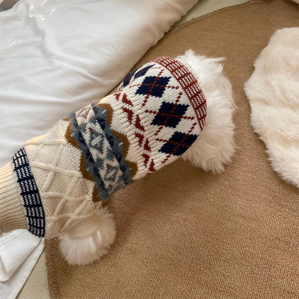 British Retro Argyle Fair Isle Sweater for Pet | NCS