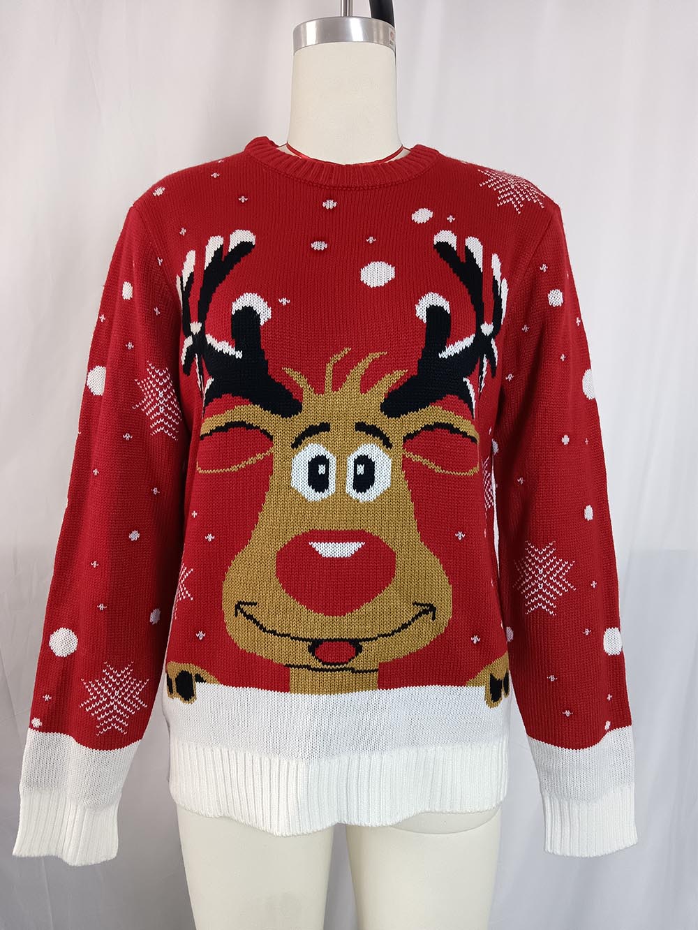 Women's Reindeer Jacquard Christmas Casual Ugly Sweater | NCS