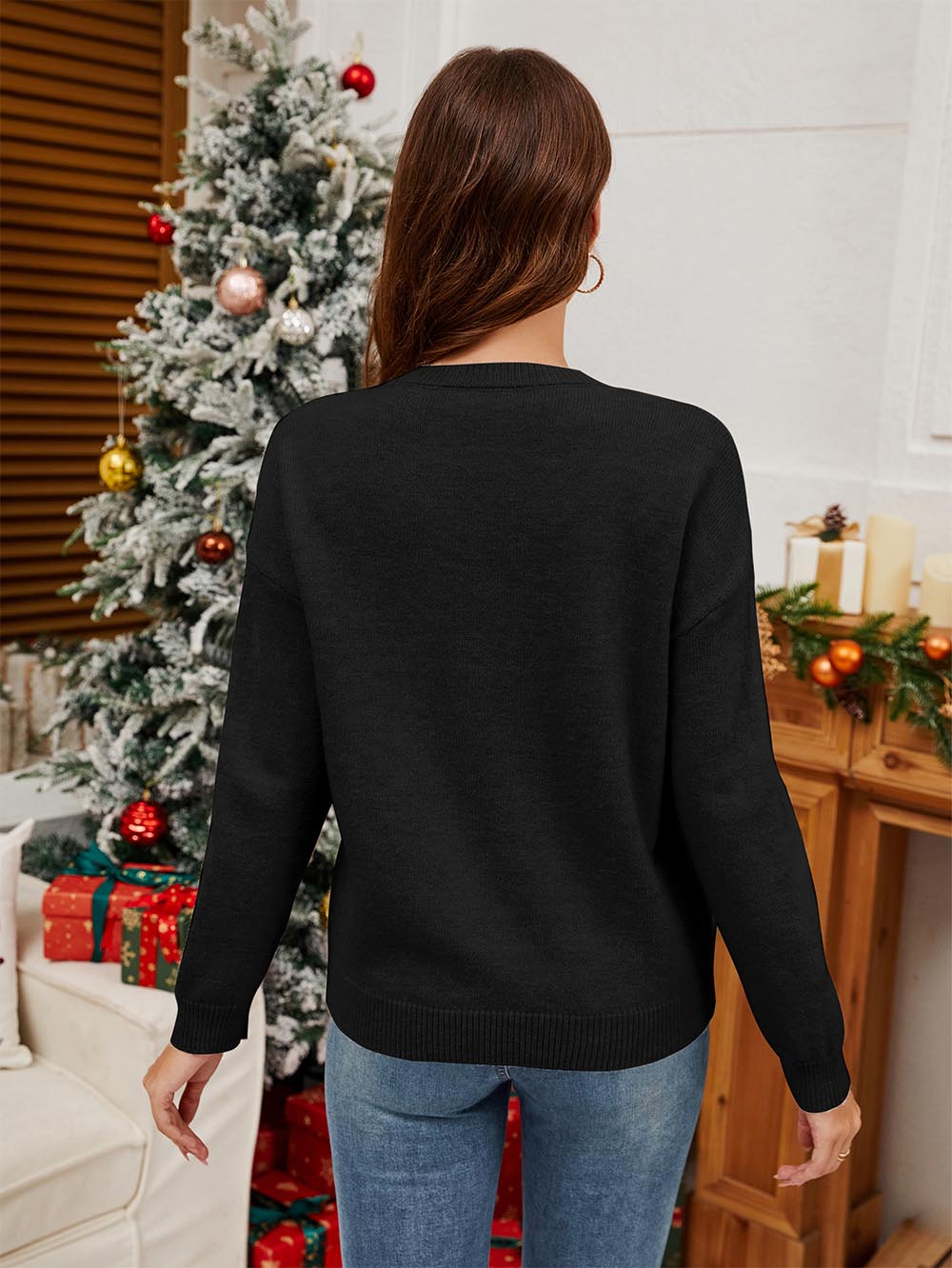 Christmas Candy Cane Sequin Knit Sweater | NCS