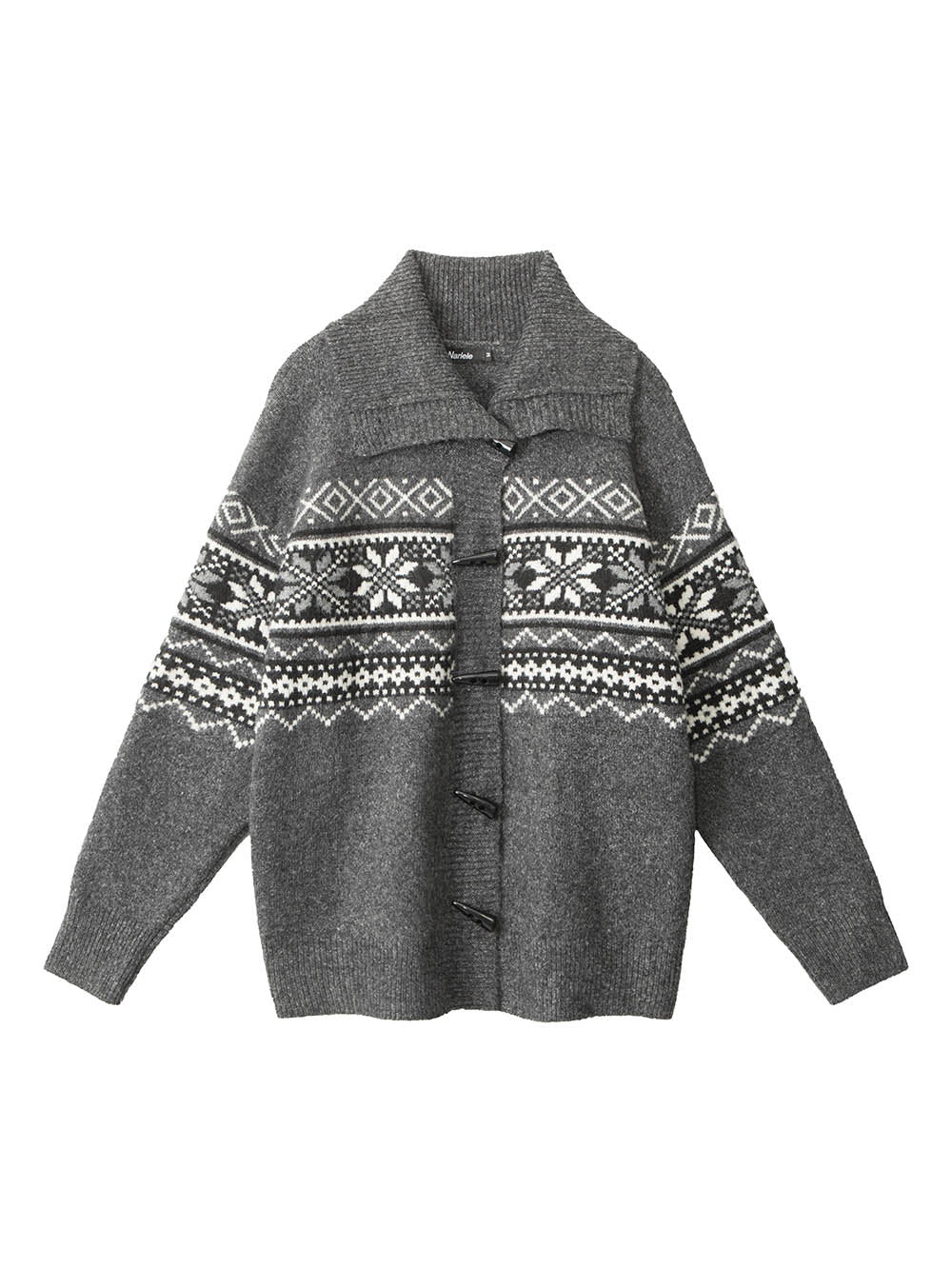Fair Isle Horn Button Cardigan Loose Knit Sweater | NCS