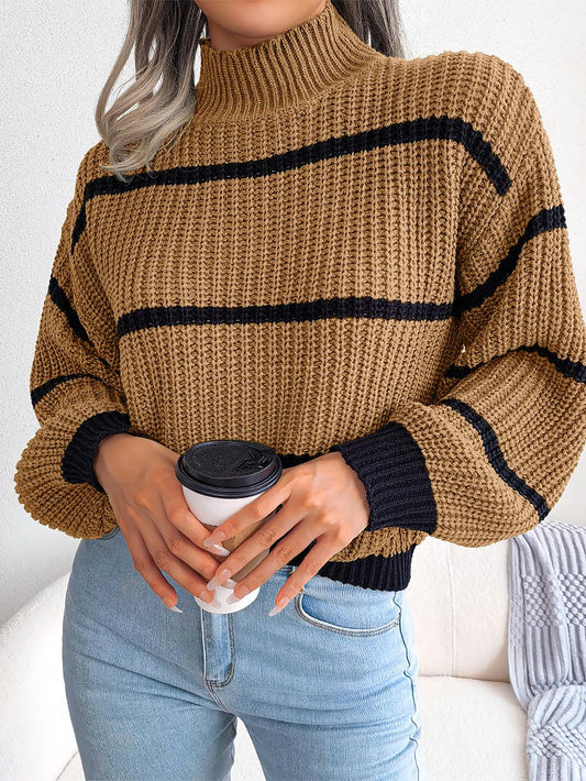 Frenchy Striped Mock Neck Sweater | NCS