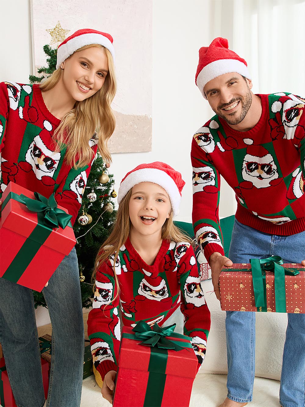 Funny Sunglasses Santa Claus Knit Sweater | NCS