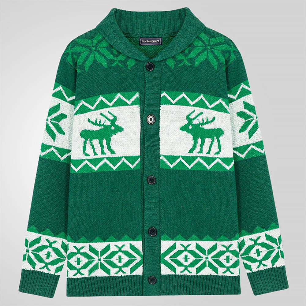 Men's Christmas Reindeer Knit Cardigan Sweater | NCS