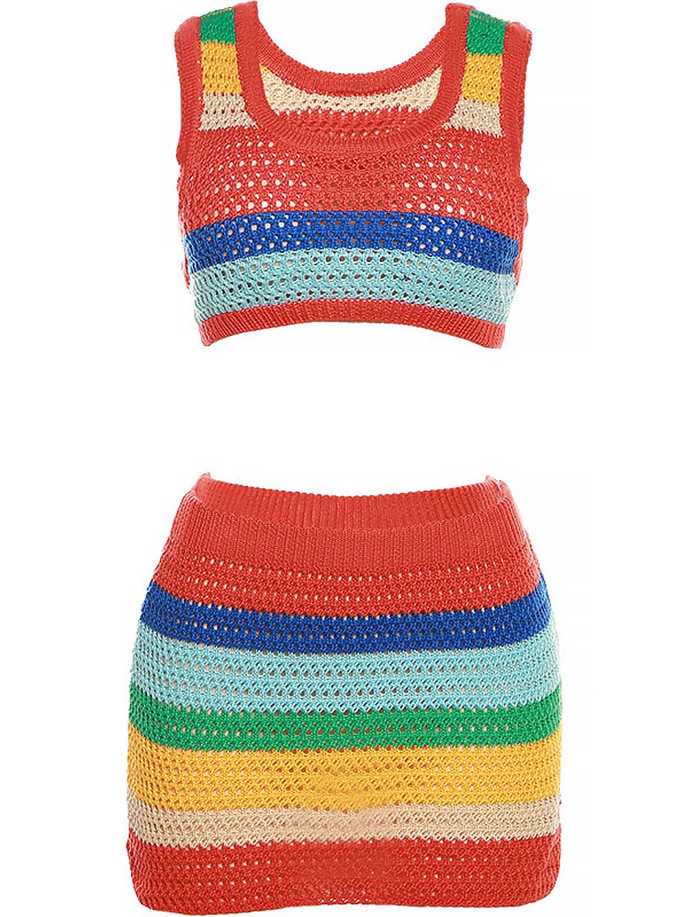 Rainbow Spoon Neck Sleeveless Knit Dress | NCS