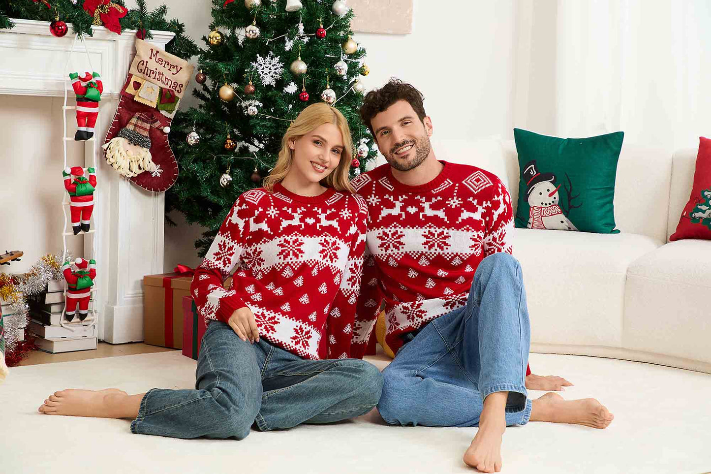 Snowflake Red Fair Isle Christmas Sweater | NCS