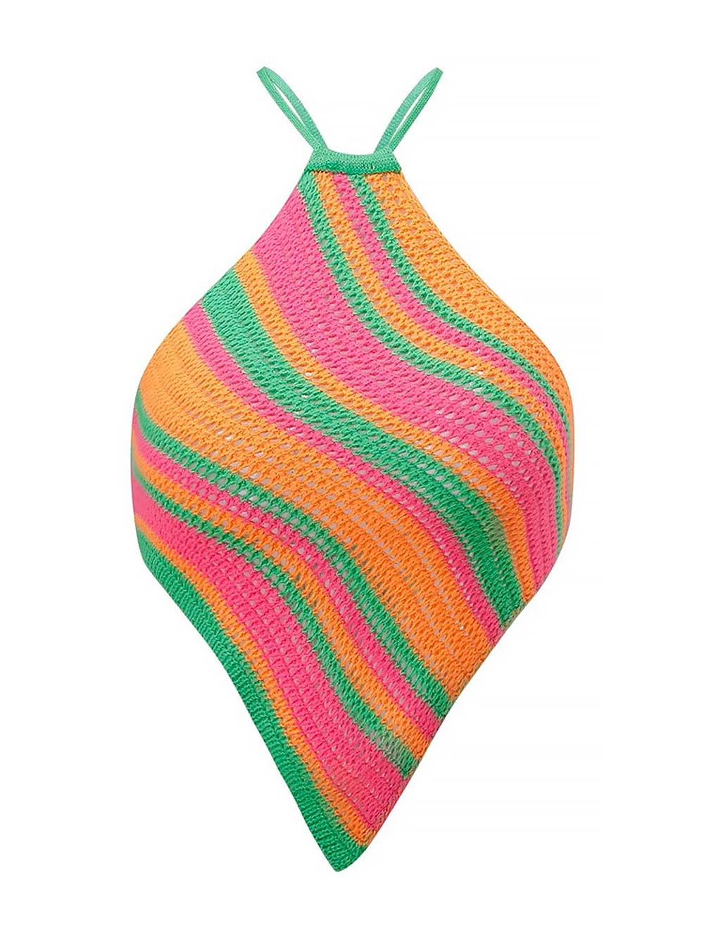 Striped Lace Up Backless Asymmetrical Hem Knit Top | NCS