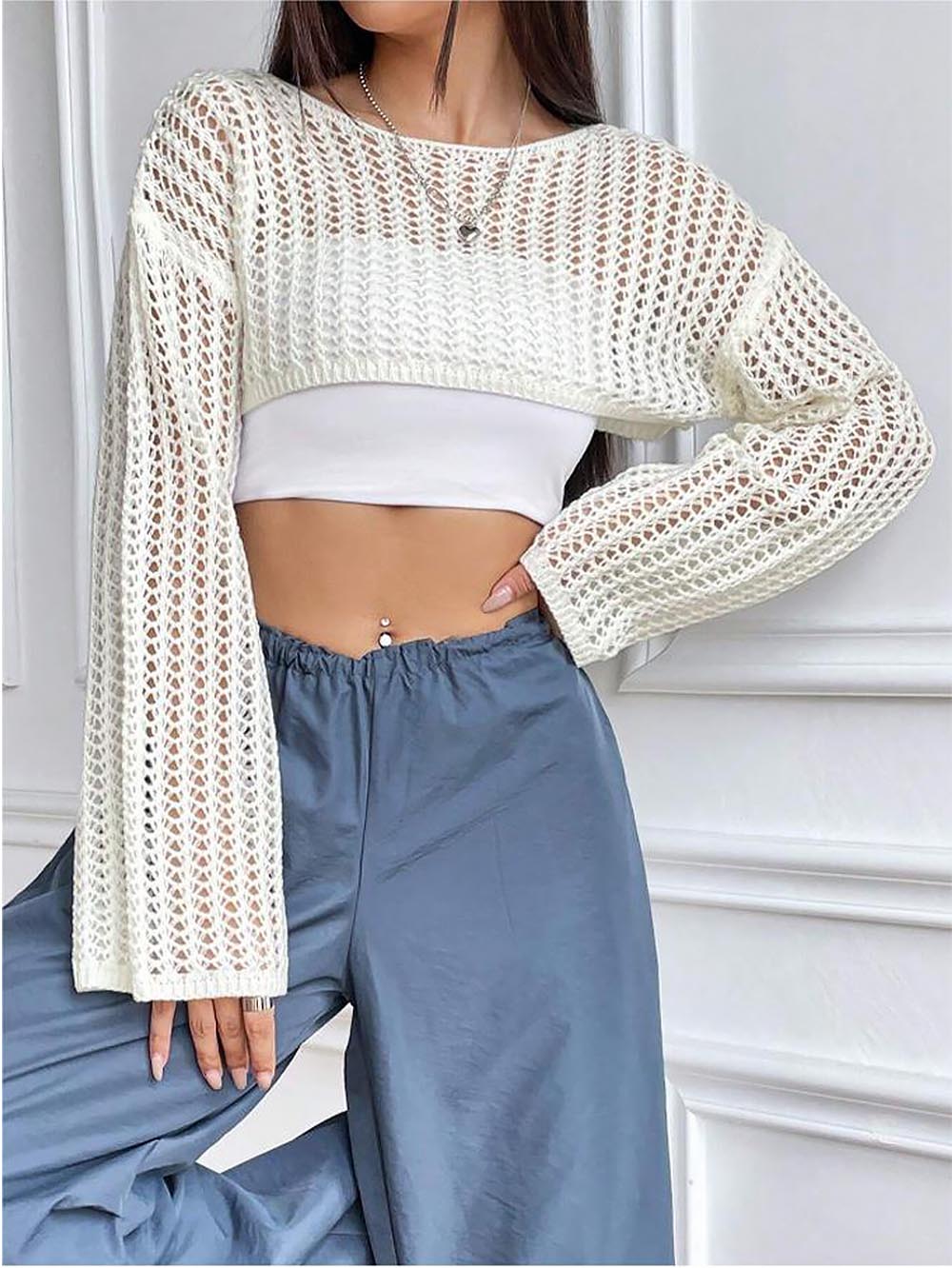 Summer Cropped Hollow Out Knitted Sun-proof Sweater | NCS