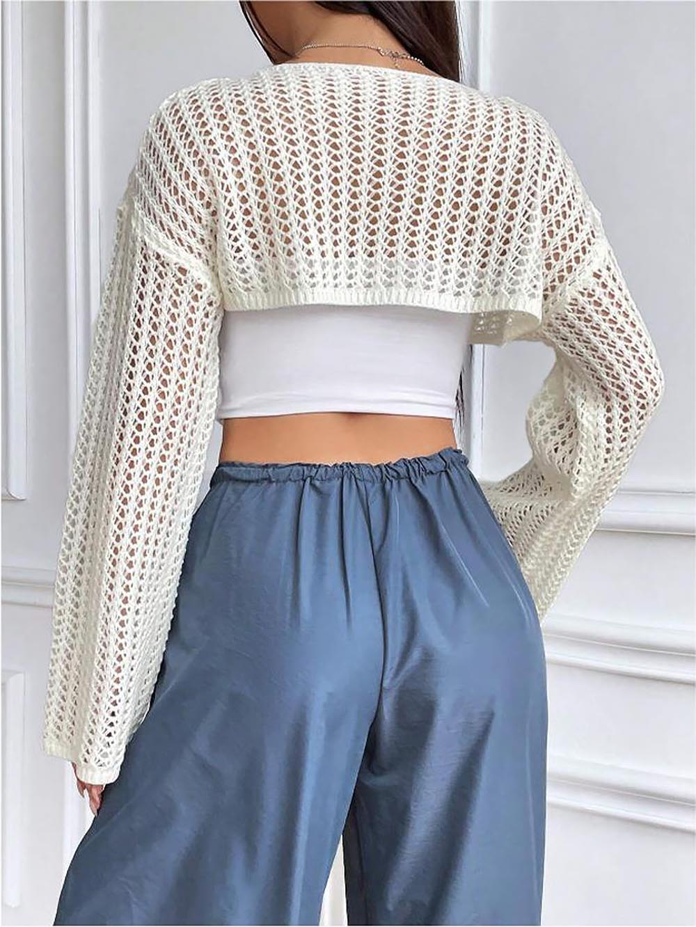 Summer Cropped Hollow Out Knitted Sun-proof Sweater | NCS