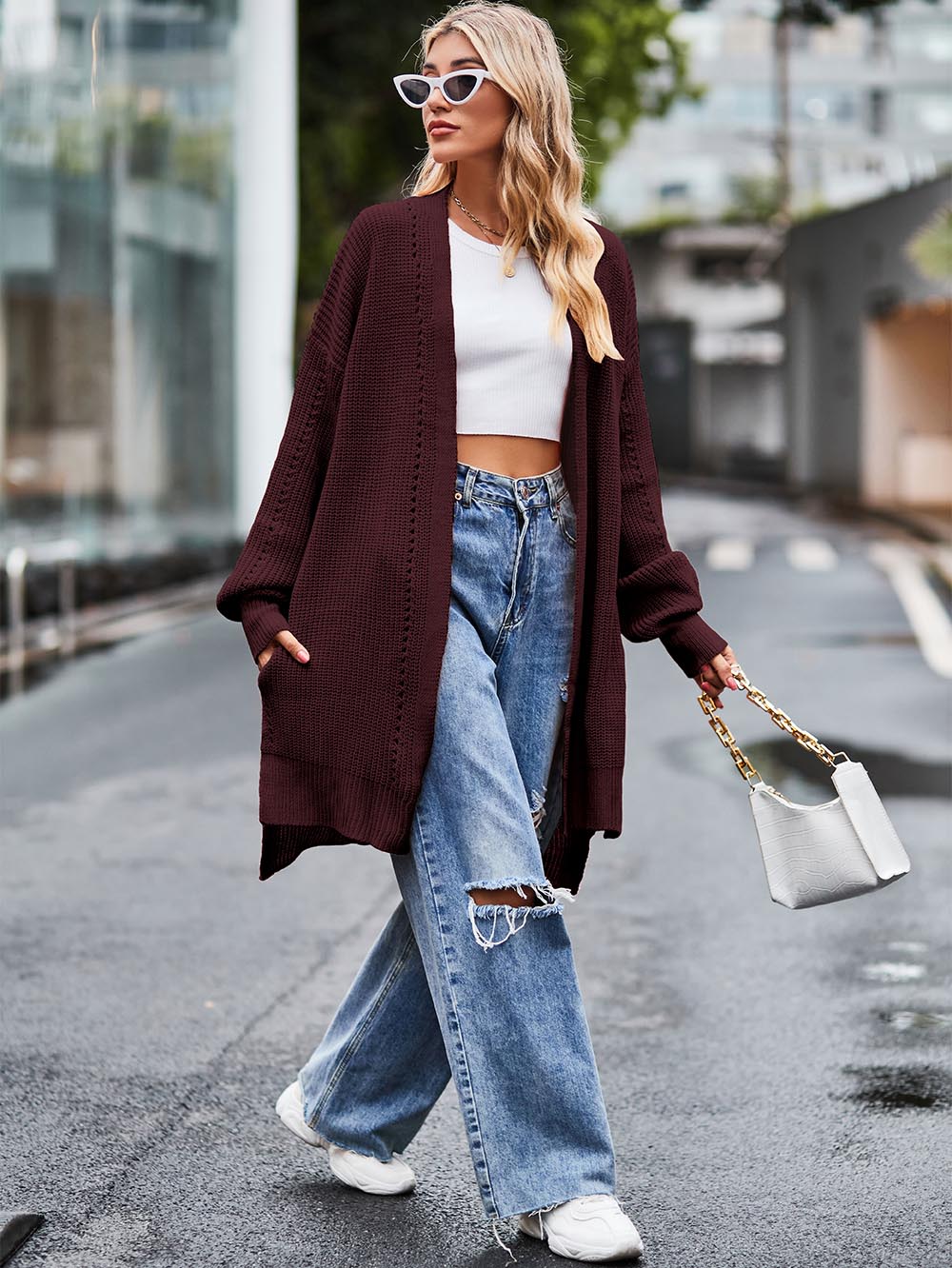 Women Long Split Hem Knitwear Sweater | NCS