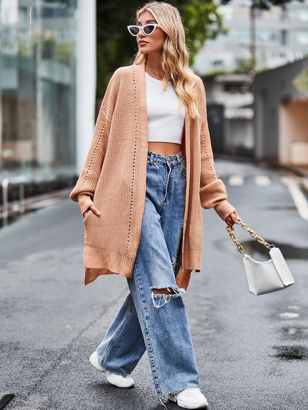 Women Long Split Hem Knitwear Sweater | NCS