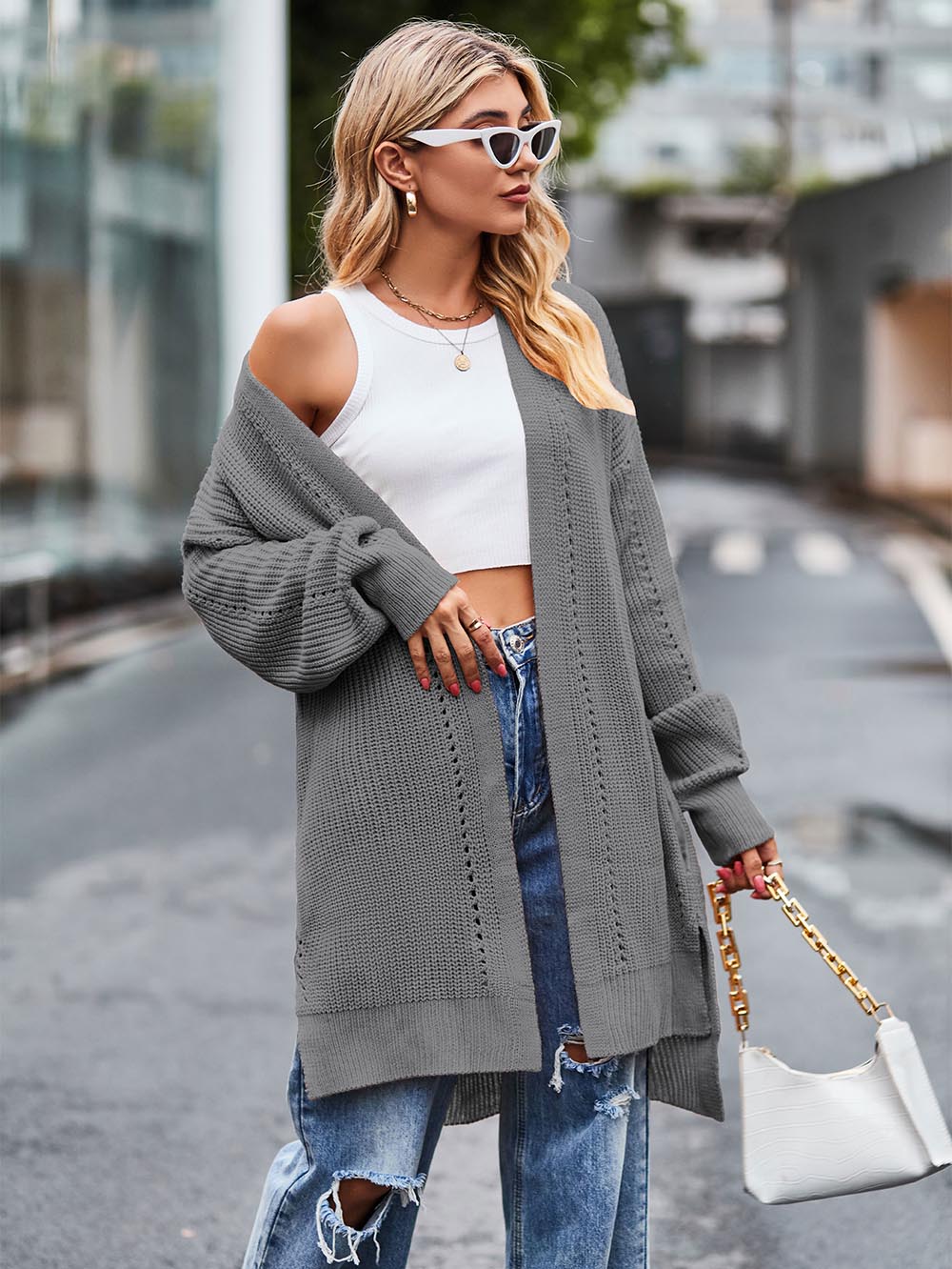 Women Long Split Hem Knitwear Sweater | NCS