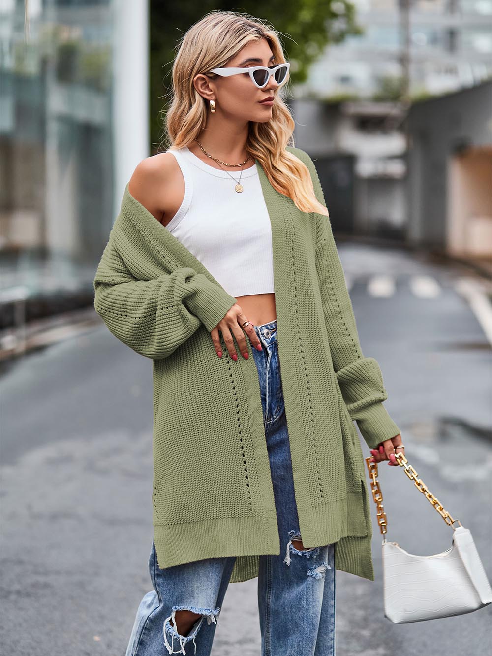 Women Long Split Hem Knitwear Sweater | NCS