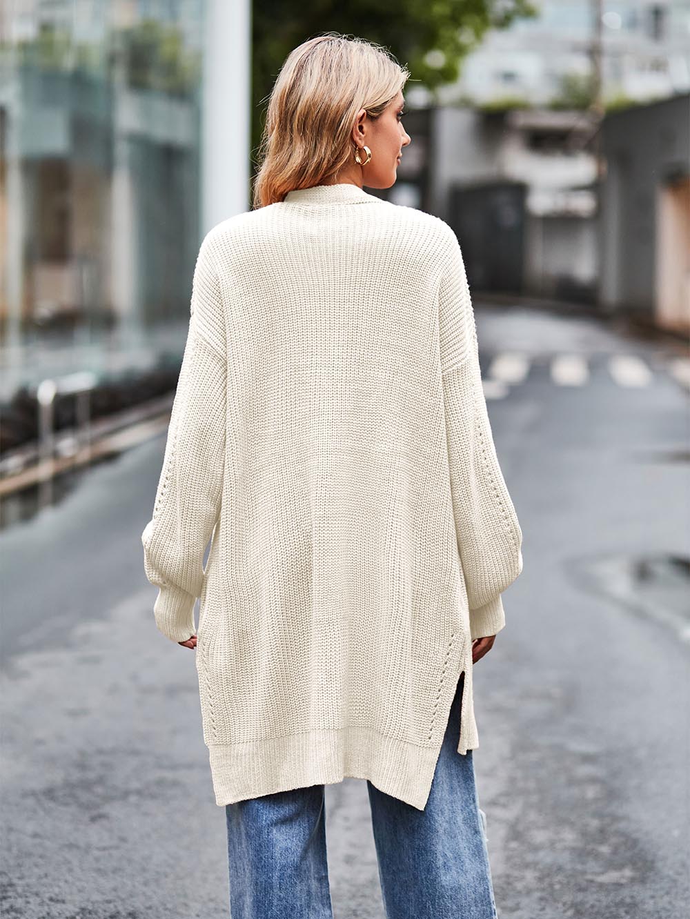 Women Long Split Hem Knitwear Sweater | NCS