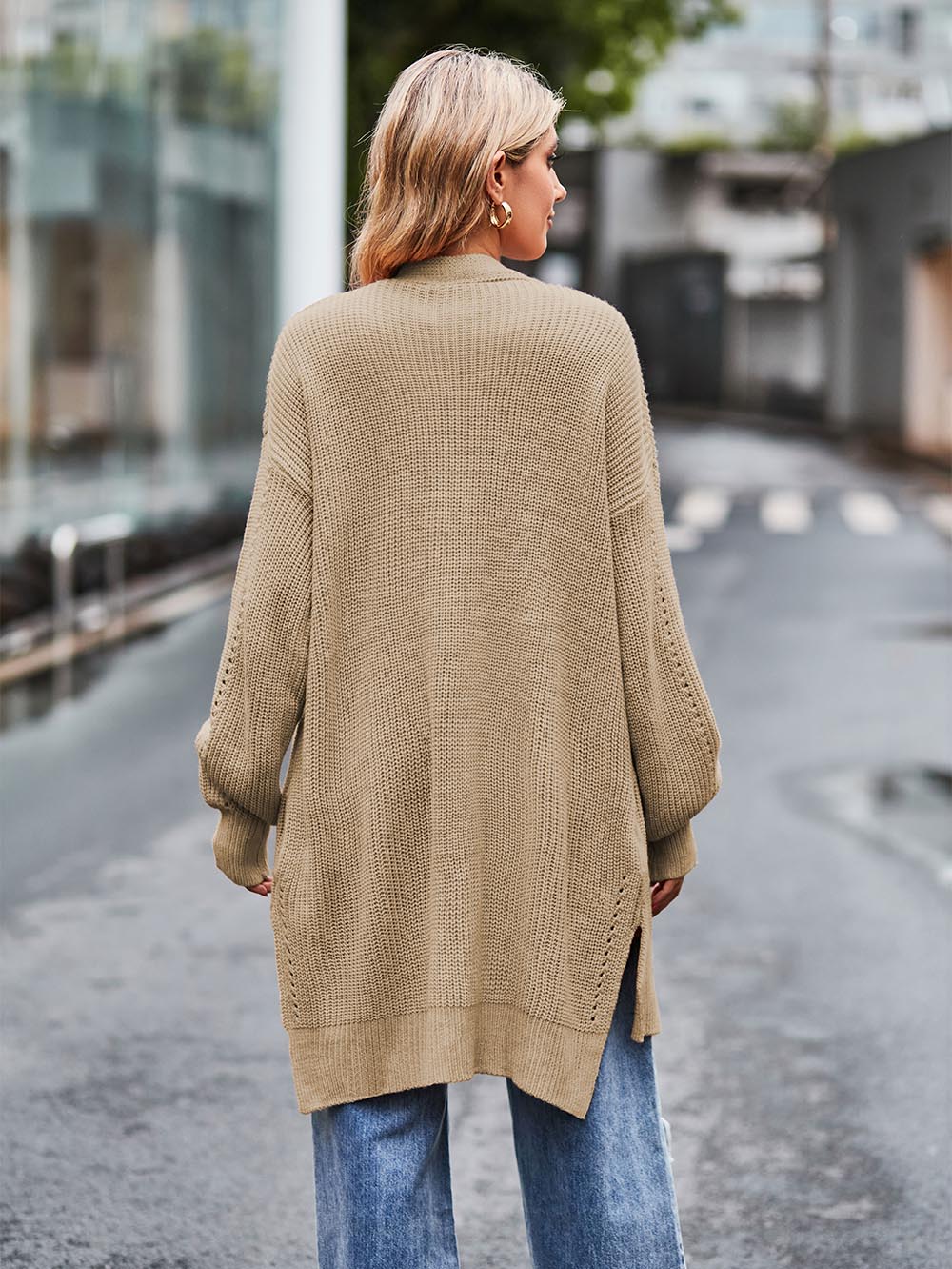 Women Long Split Hem Knitwear Sweater | NCS