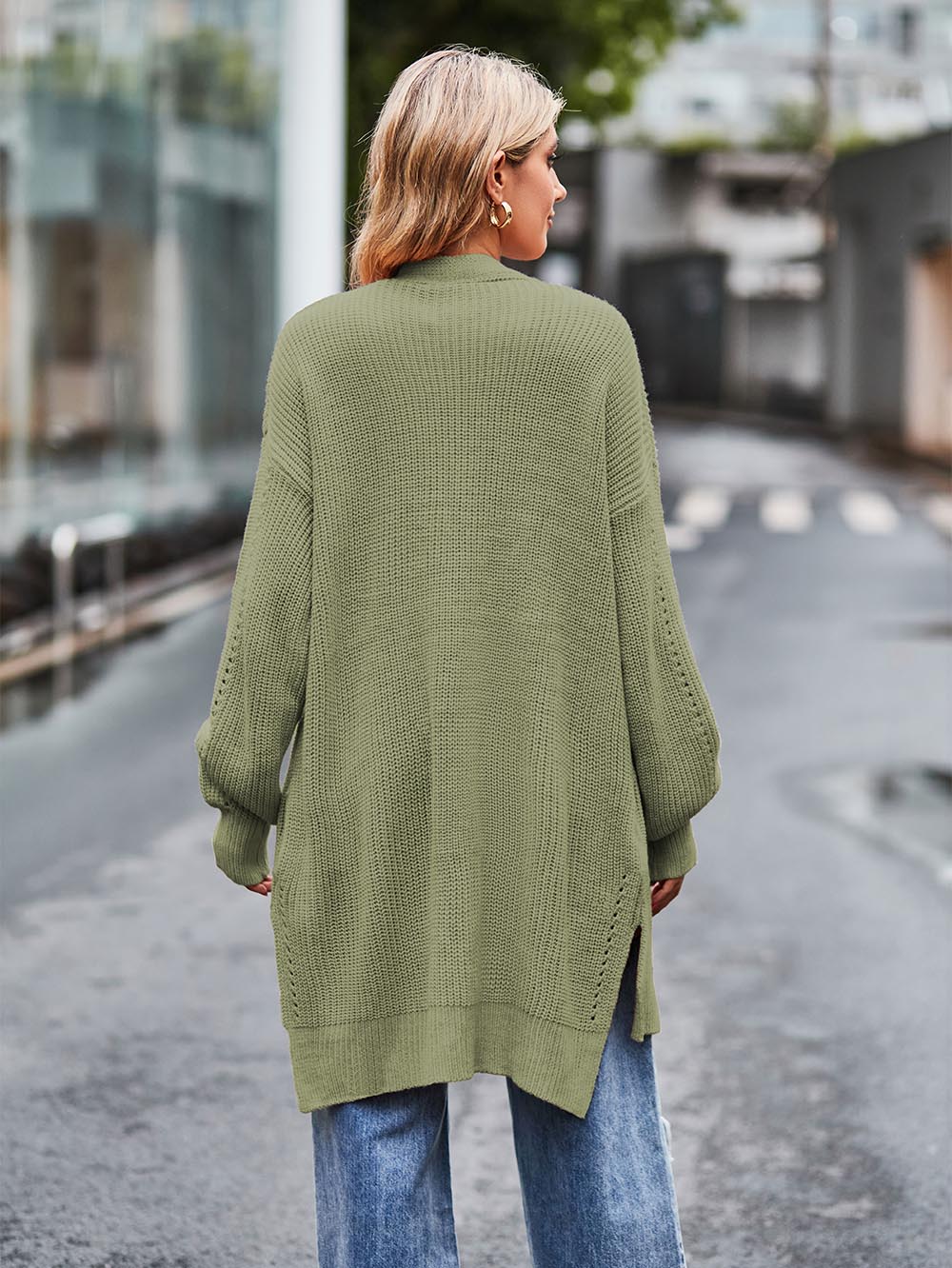 Women Long Split Hem Knitwear Sweater | NCS