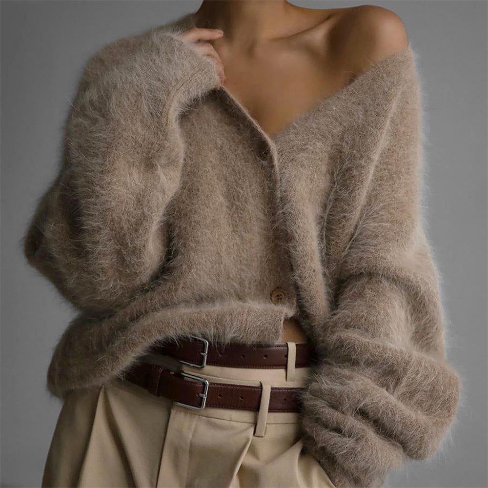Women’s Faux Mink Relaxed Fit Oversized Cardigan Sweater | NCS