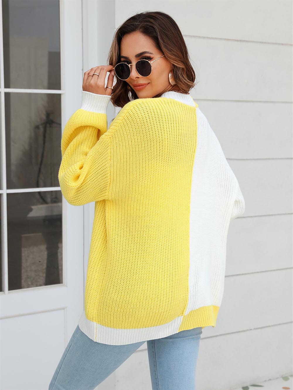 Women's Plus Size Colorblock Mid-Length Knitted Cardigan | NCS
