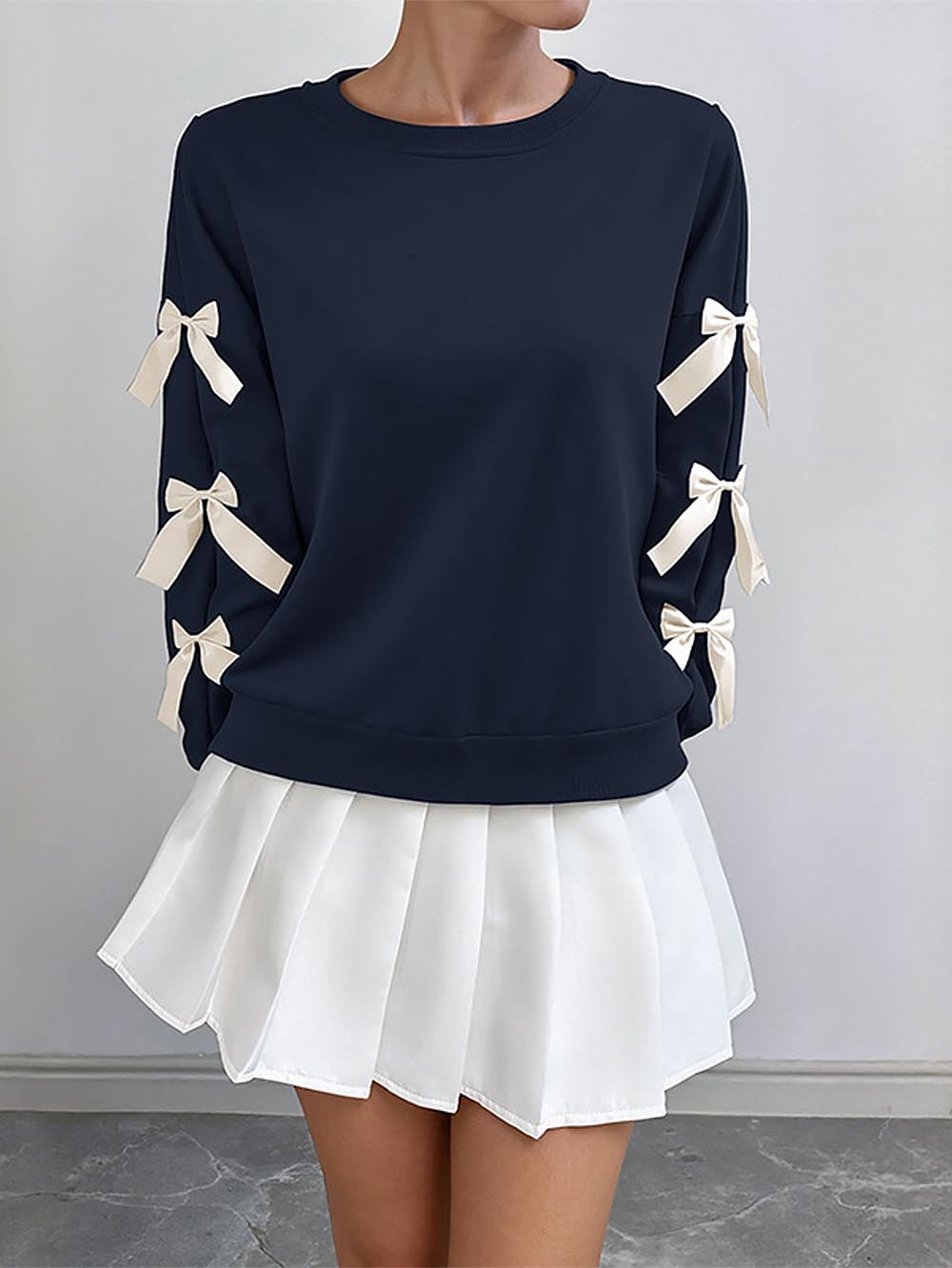 Women's Red Sweatshirt with Bow Decoration | NCS