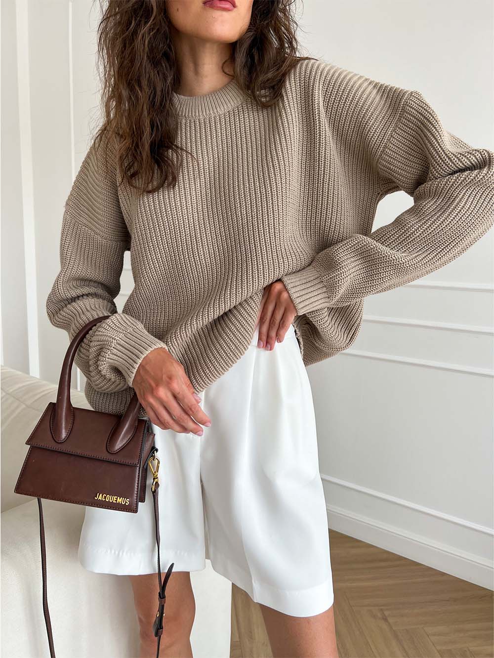 Women's Round Neck Loose Solid Color Sweater | NCS