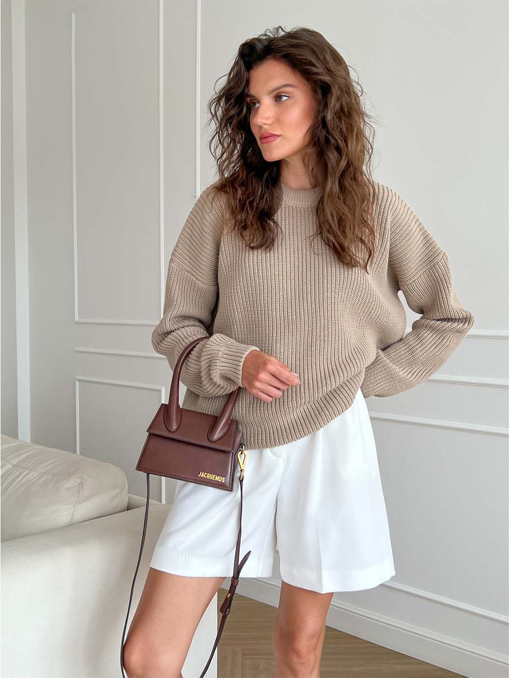 Women's Round Neck Loose Solid Color Sweater | NCS