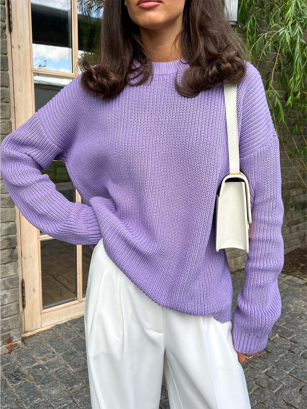 Women's Round Neck Loose Solid Color Sweater | NCS