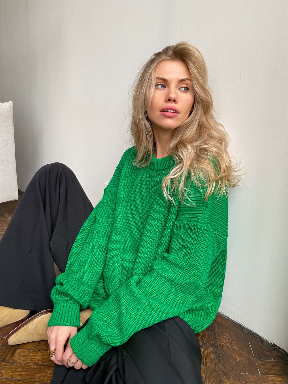 Women's Round Neck Loose Solid Color Sweater | NCS