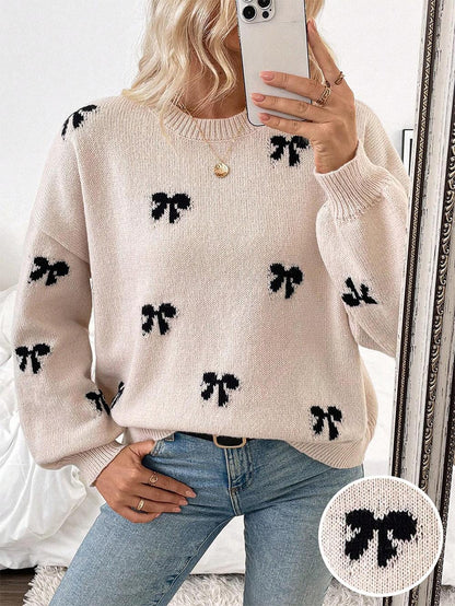 Winter Bowknot Casual Pullover Sweater | NCS