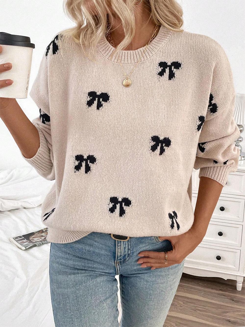 Winter Bowknot Casual Pullover Sweater | NCS