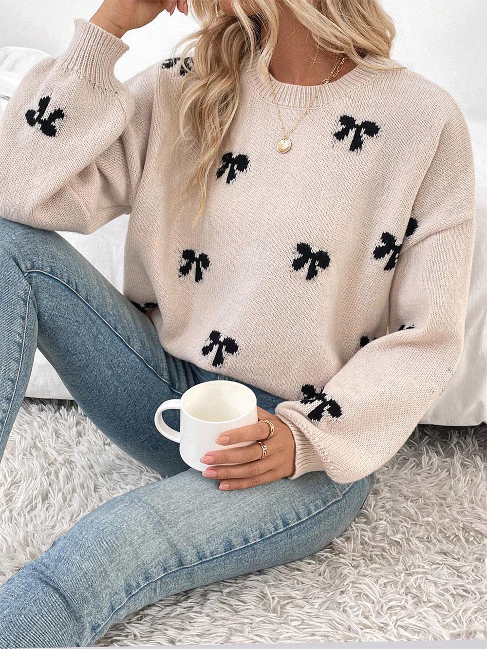 Winter Bowknot Casual Pullover Sweater | NCS