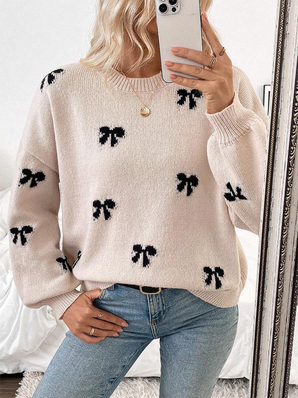 Winter Bowknot Casual Pullover Sweater | NCS