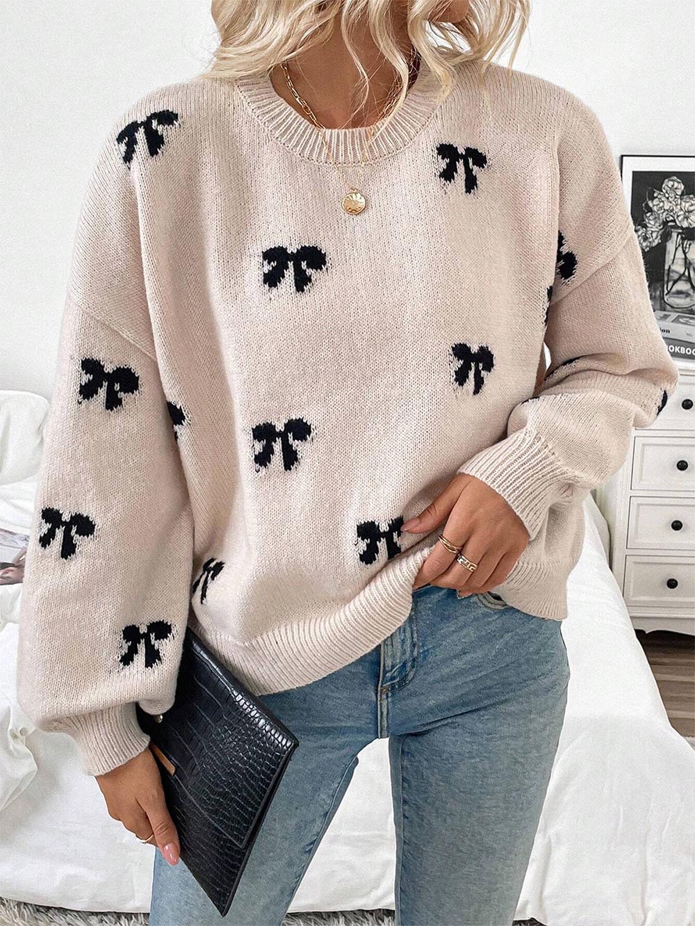 Winter Bowknot Casual Pullover Sweater | NCS