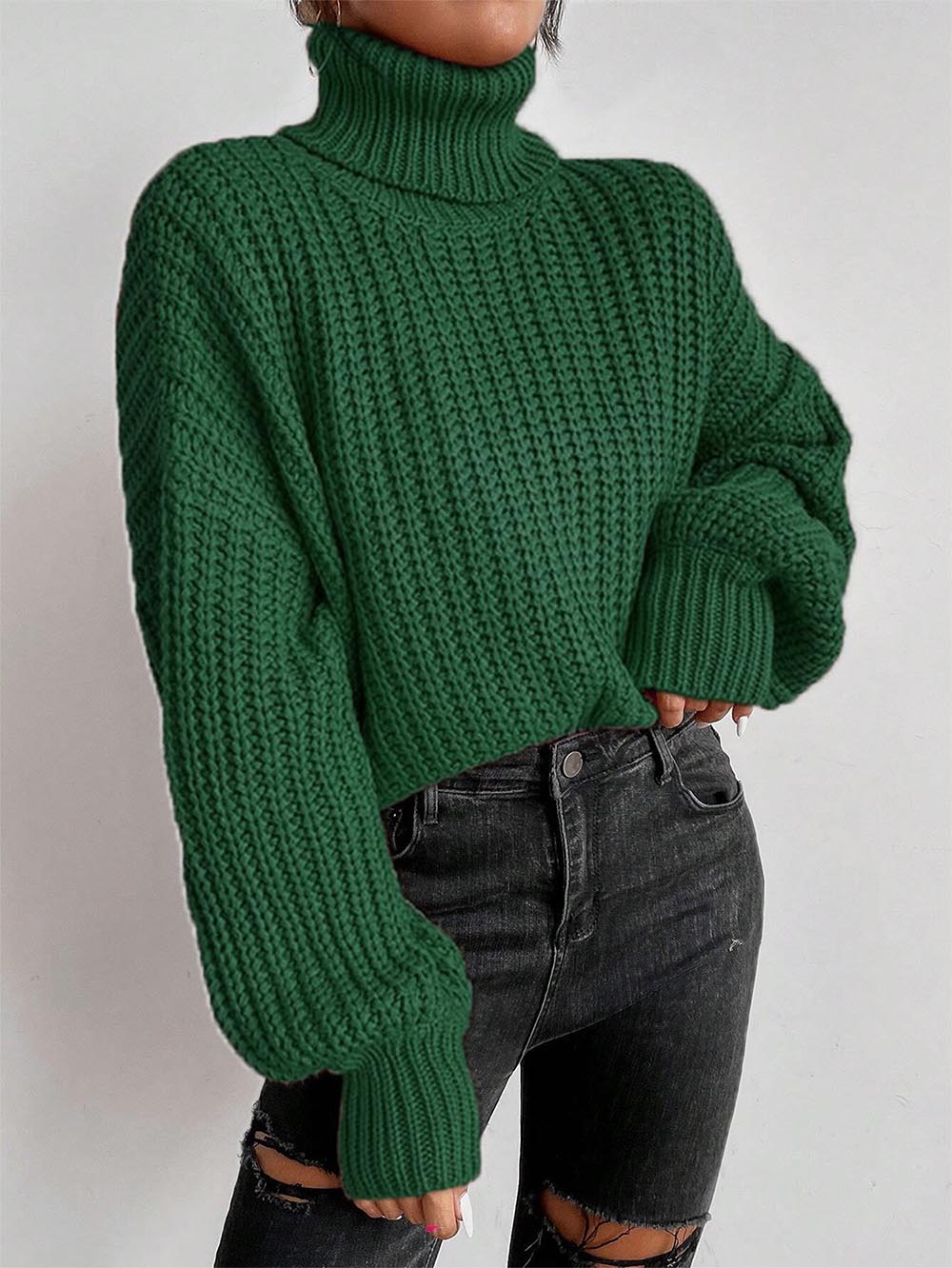 Turtleneck Drop Shoulder Ribbed Knit Sweater | NCS