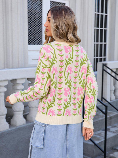 Vine Flower Jacquard Fashion Knit Sweater | NCS