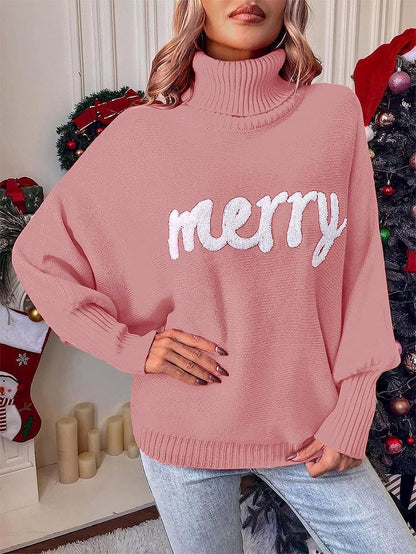 Batwing Turtleneck Christmas Knit Sweater for Women | NCS