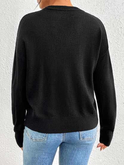 Black Heart Jacquard Crewneck Sweater | NCS