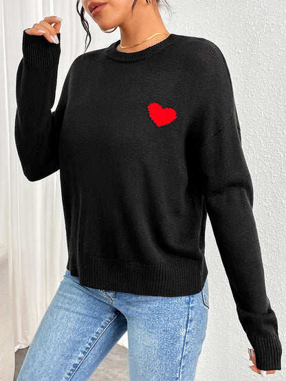 Black Heart Jacquard Crewneck Sweater | NCS