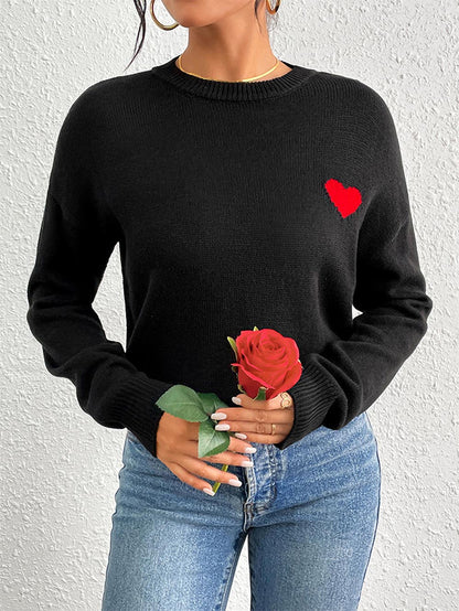 Black Heart Jacquard Crewneck Sweater | NCS