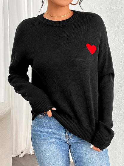 Black Heart Jacquard Crewneck Sweater | NCS