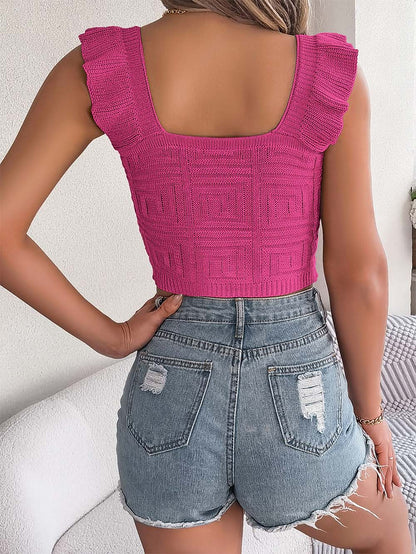 Casual Solid Color Knitted Crop Top | NCS