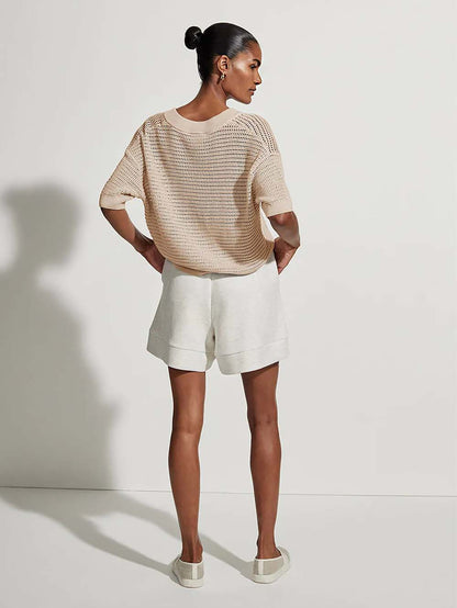 Casual V-Neck Hollow Pullover Short Sleeve Sweater | NCS