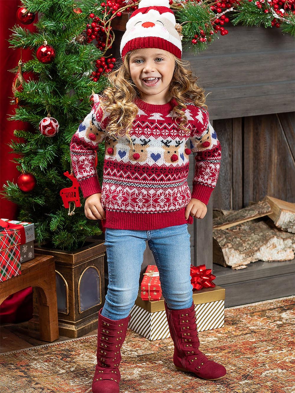 Children's Reindeer Jacquard Casual Pullover Christmas Sweater | NCS