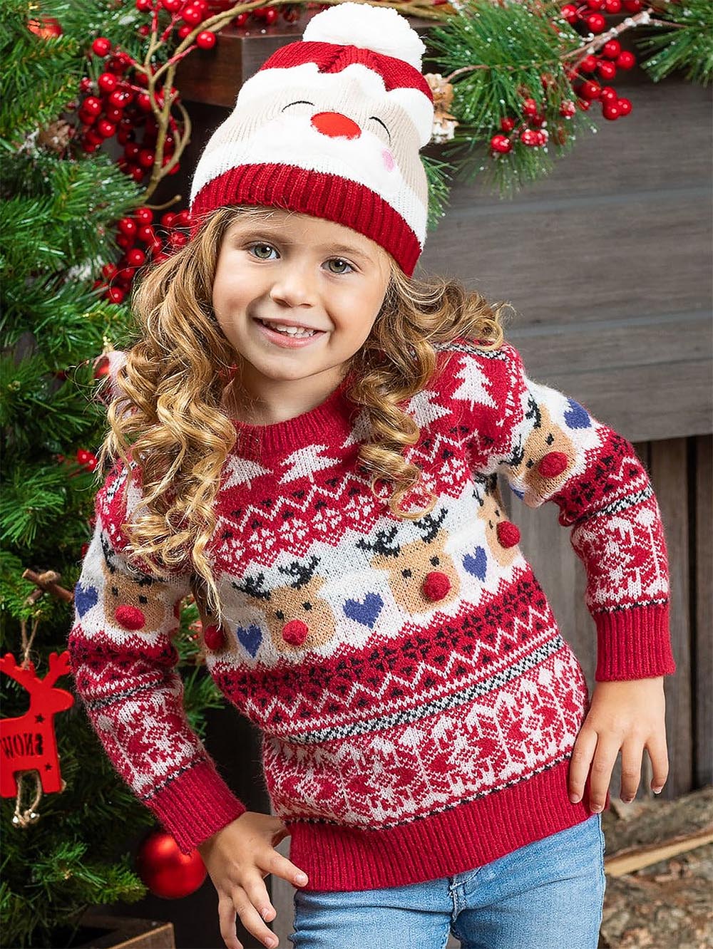 Children's Reindeer Jacquard Casual Pullover Christmas Sweater | NCS