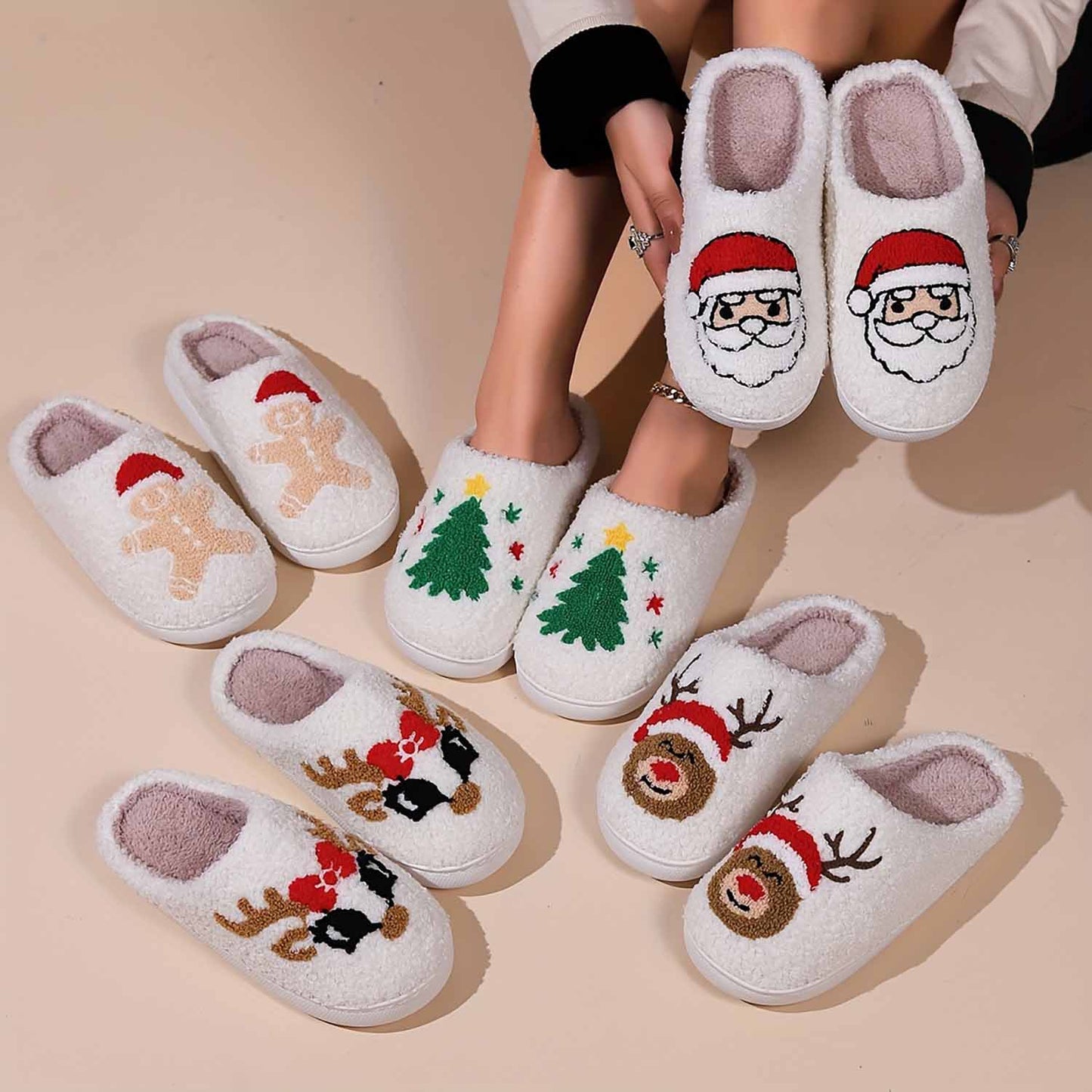 Christmas Cartoon Pattern Fuzzy Slippers | NCS