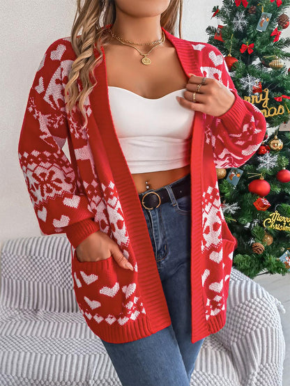 Christmas Reindeer Long Sleeve Cardigan Sweater | NCS