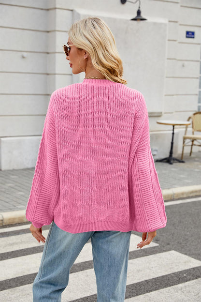 Colorful Loose Fit V-Neck Long Sleeve Cardigen Sweater | NCS