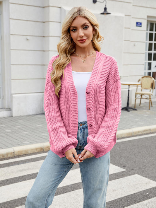 Colorful Loose Fit V-Neck Long Sleeve Cardigen Sweater | NCS