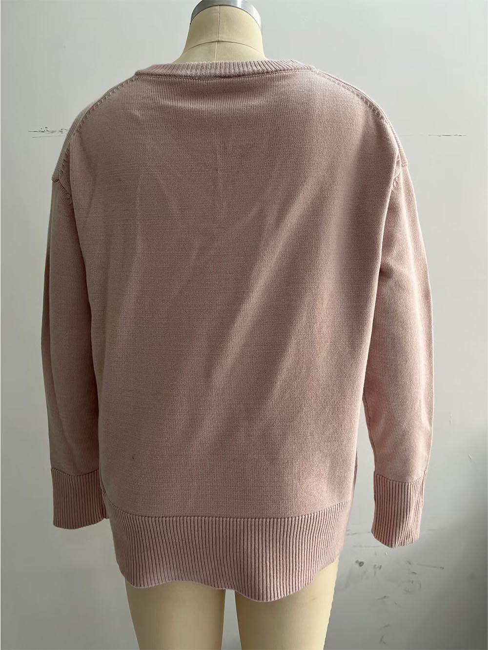 Colorful Loose Fit V-Neck Long Sleeve Sweater | NCS