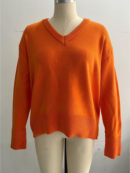 Colorful Loose Fit V-Neck Long Sleeve Sweater | NCS