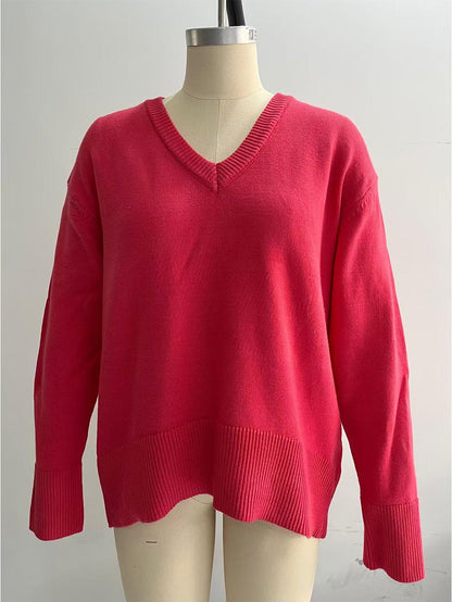 Colorful Loose Fit V-Neck Long Sleeve Sweater | NCS