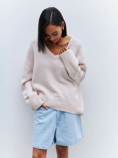 Colorful Loose Fit V-Neck Long Sleeve Sweater | NCS